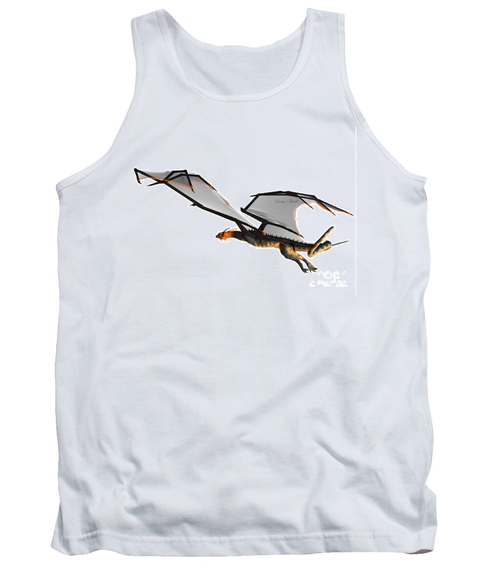 Dragon Tank Top featuring the painting Blue Wasp Dragon Flight by Corey Ford