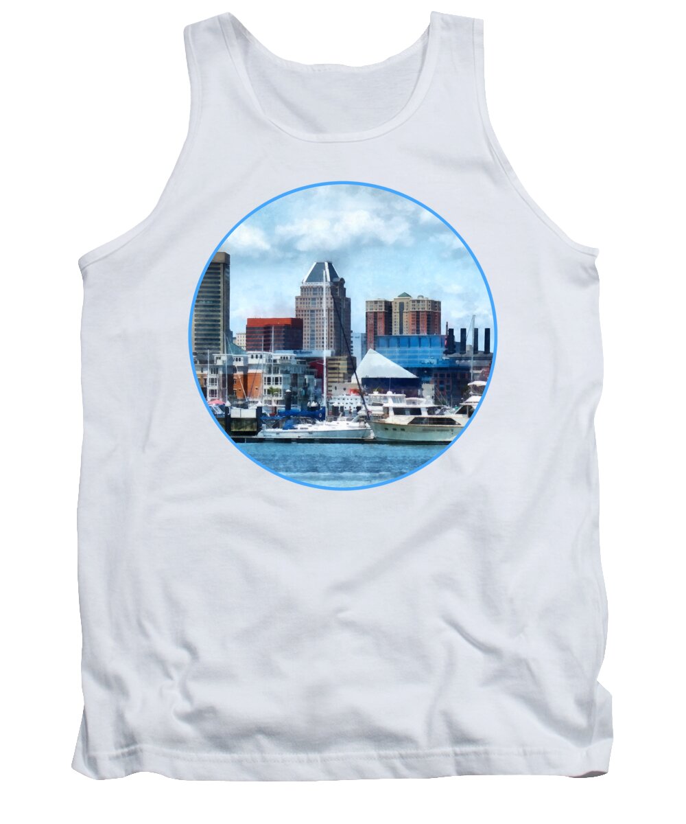 Boat Tank Top featuring the photograph Boat - Baltimore Skyline and Harbor by Susan Savad