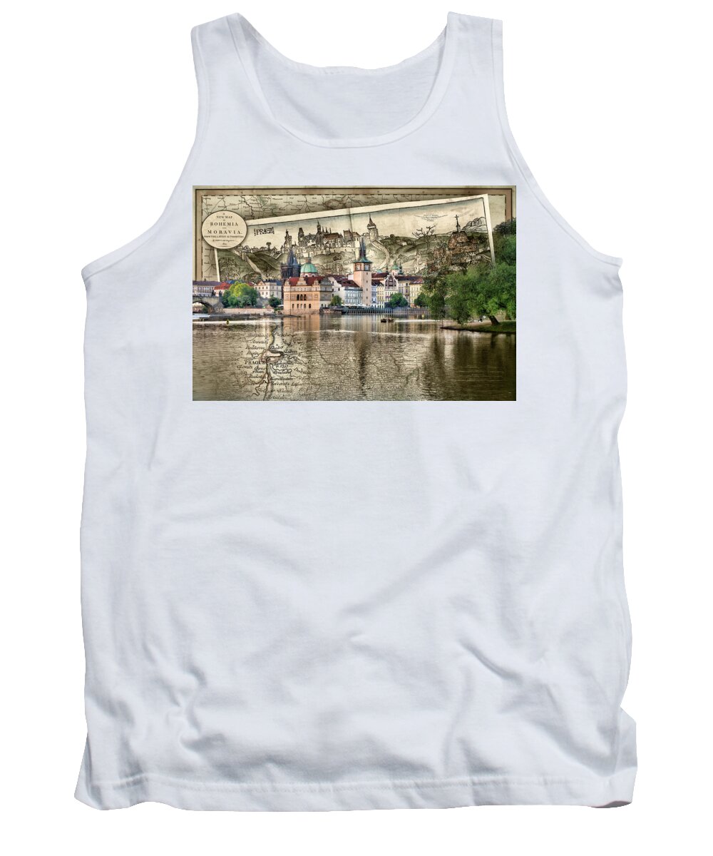 Central Europe Tank Top featuring the photograph Bohemia Moravia Prague Map by Sharon Popek