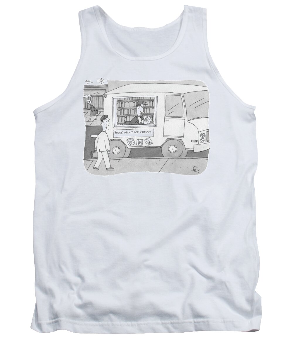 Ice Cream Tank Top featuring the drawing Books About Ice Cream by Peter C Vey