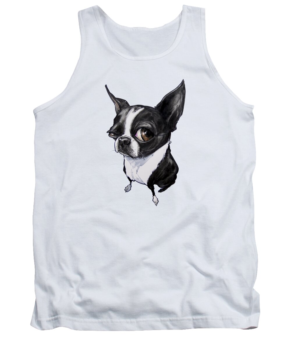 Boston Terrier Tank Top featuring the drawing Boston Terrier by Canine Caricatures By John LaFree