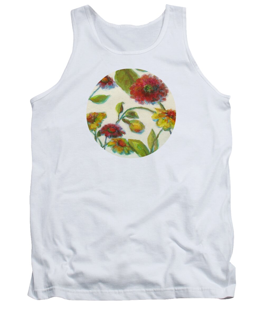 Bright Floral Tank Top featuring the painting Bright Contemporary Floral by Mary Wolf