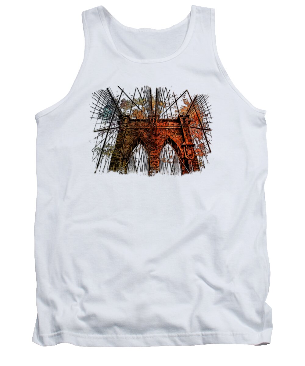 3d Tank Top featuring the photograph Brooklyn Bridge Earthy Rainbow 3 Dimensional by DiDesigns Graphics