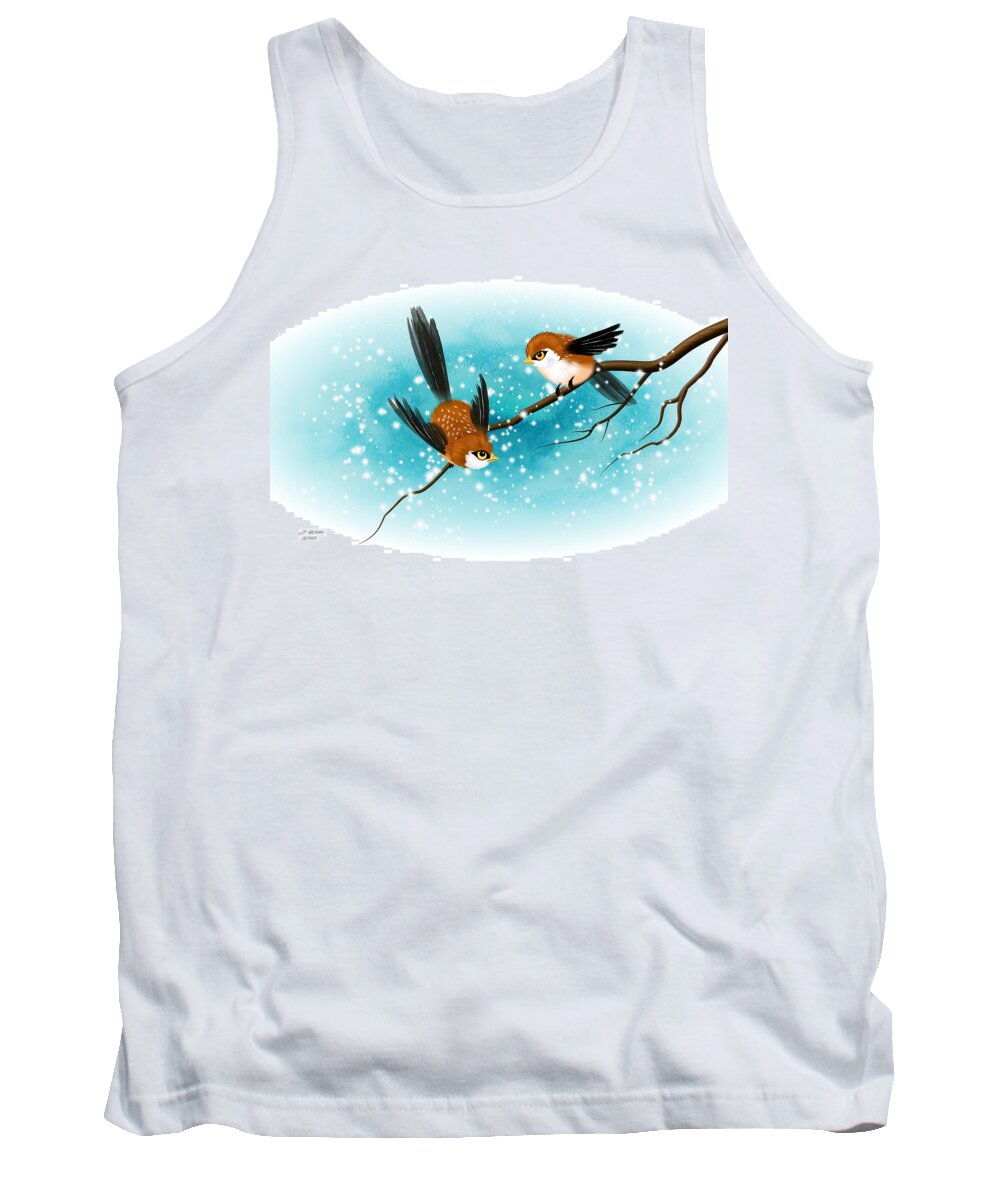 Swallows Tank Top featuring the digital art Brown swallows in Winter by John Wills