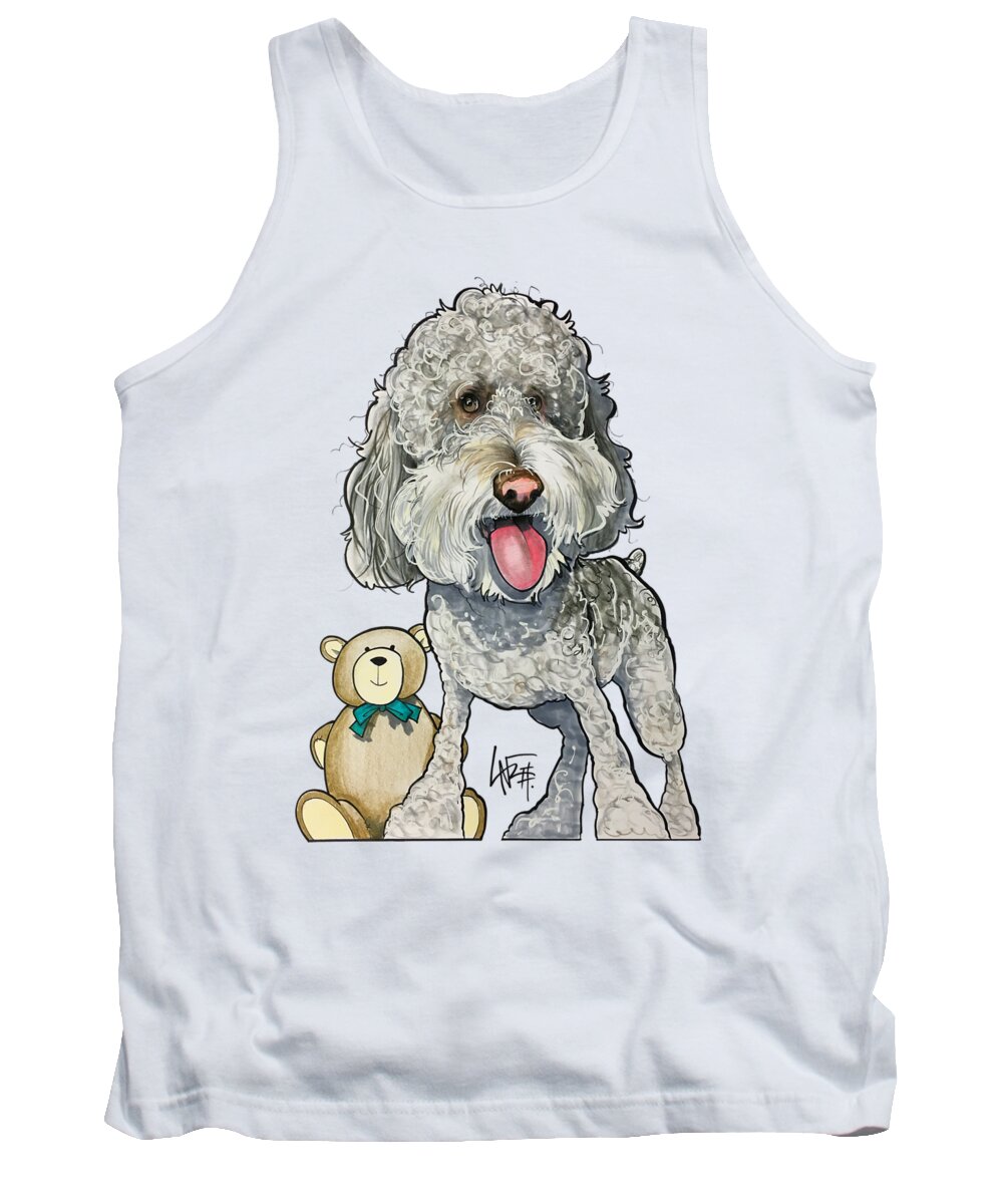 Pet Portrait Tank Top featuring the drawing Brunelle 3525 by Canine Caricatures By John LaFree