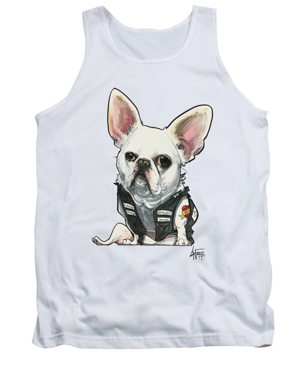 Pet Portrait Tank Top featuring the drawing Buckley 3392 STANLEY by Canine Caricatures By John LaFree
