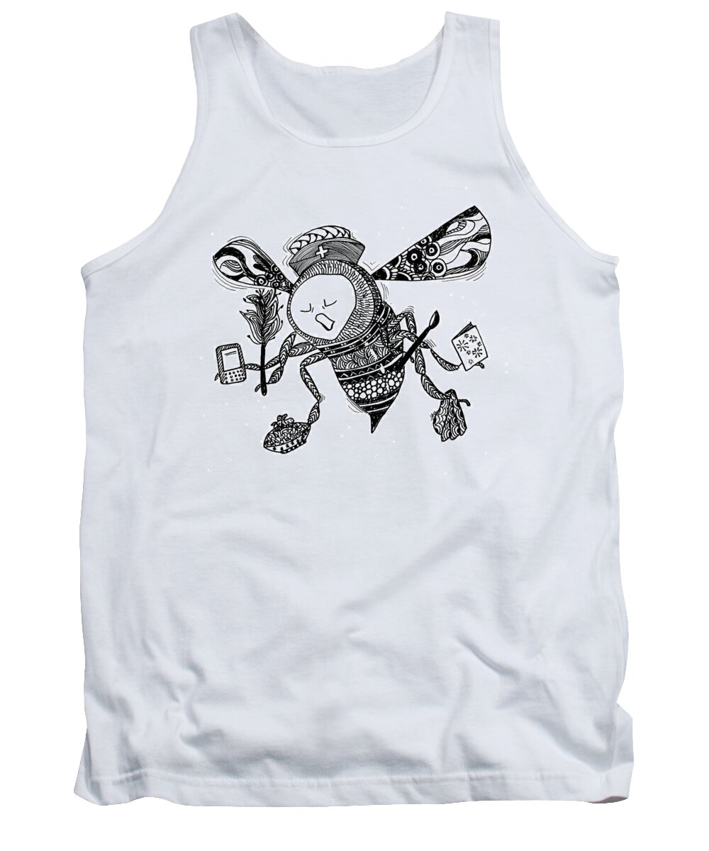 Bee Tank Top featuring the drawing Busy Bee by Jan Steinle