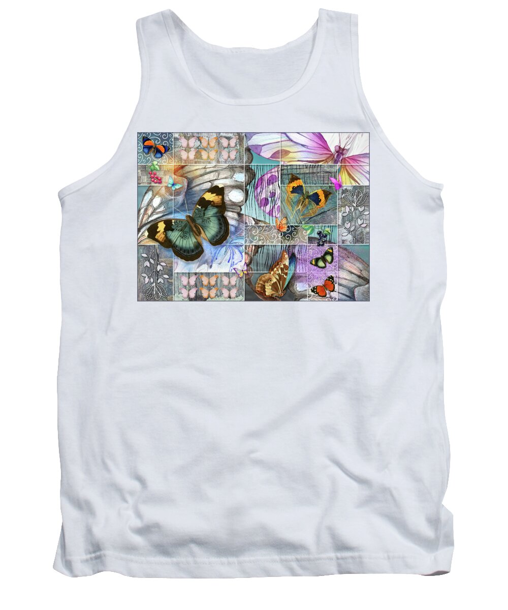 Butterfly Tank Top featuring the digital art Butterfly Wings Collage by Linda Carruth