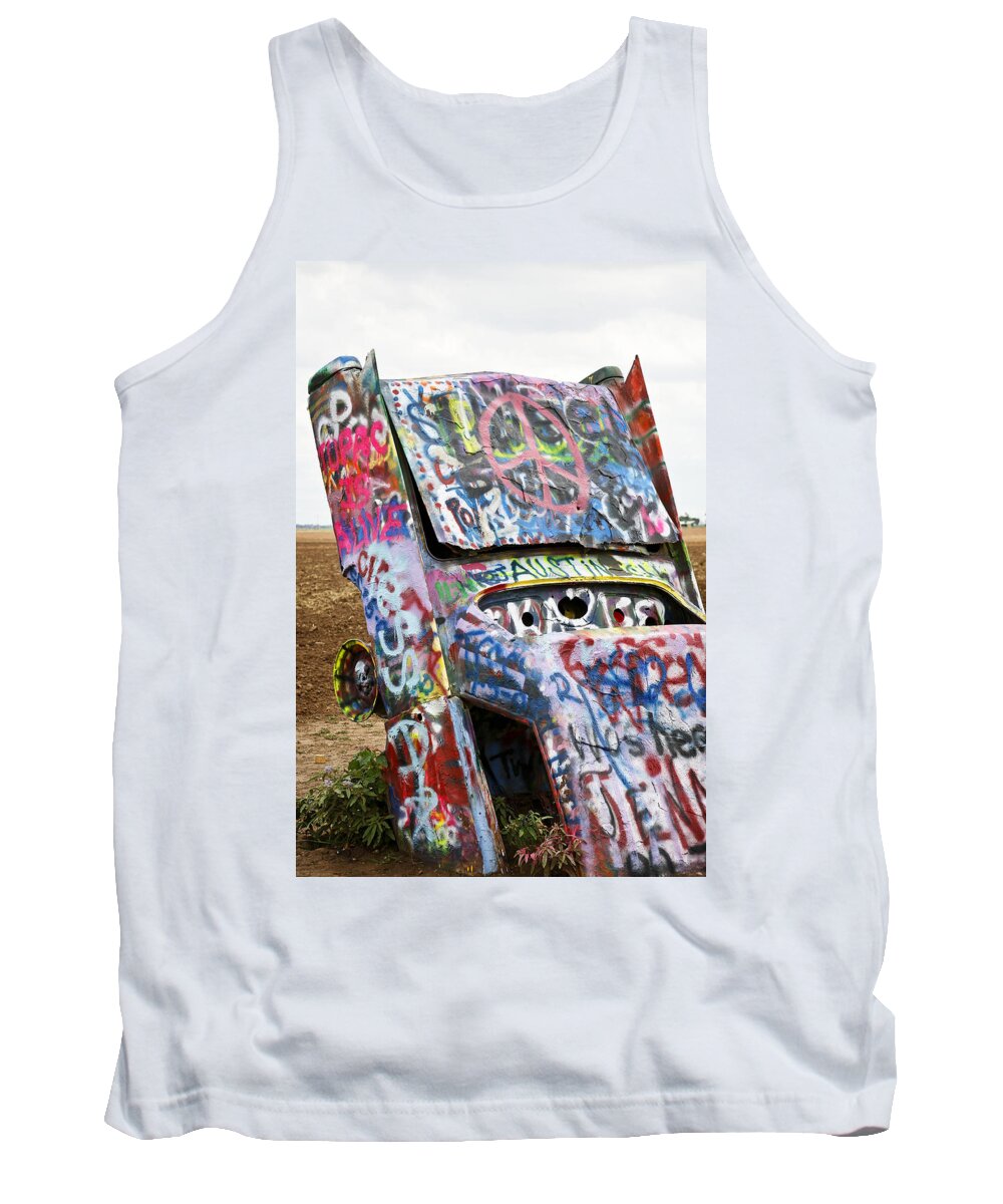 Americana Tank Top featuring the photograph Cadillac Ranch by Marilyn Hunt