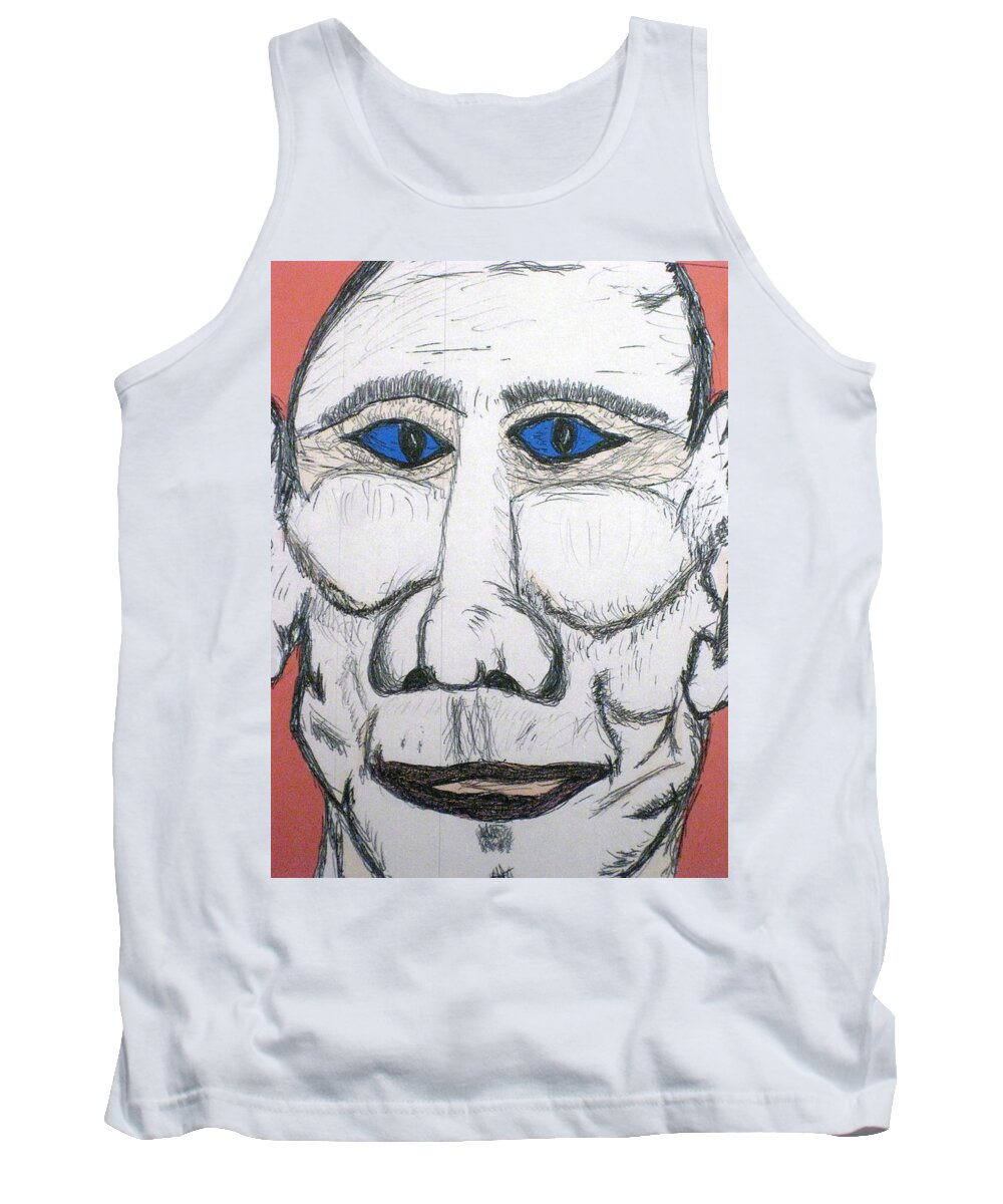 Canvas Paintings Tank Top featuring the drawing Can You Hear Me Major Tom by Robert Margetts
