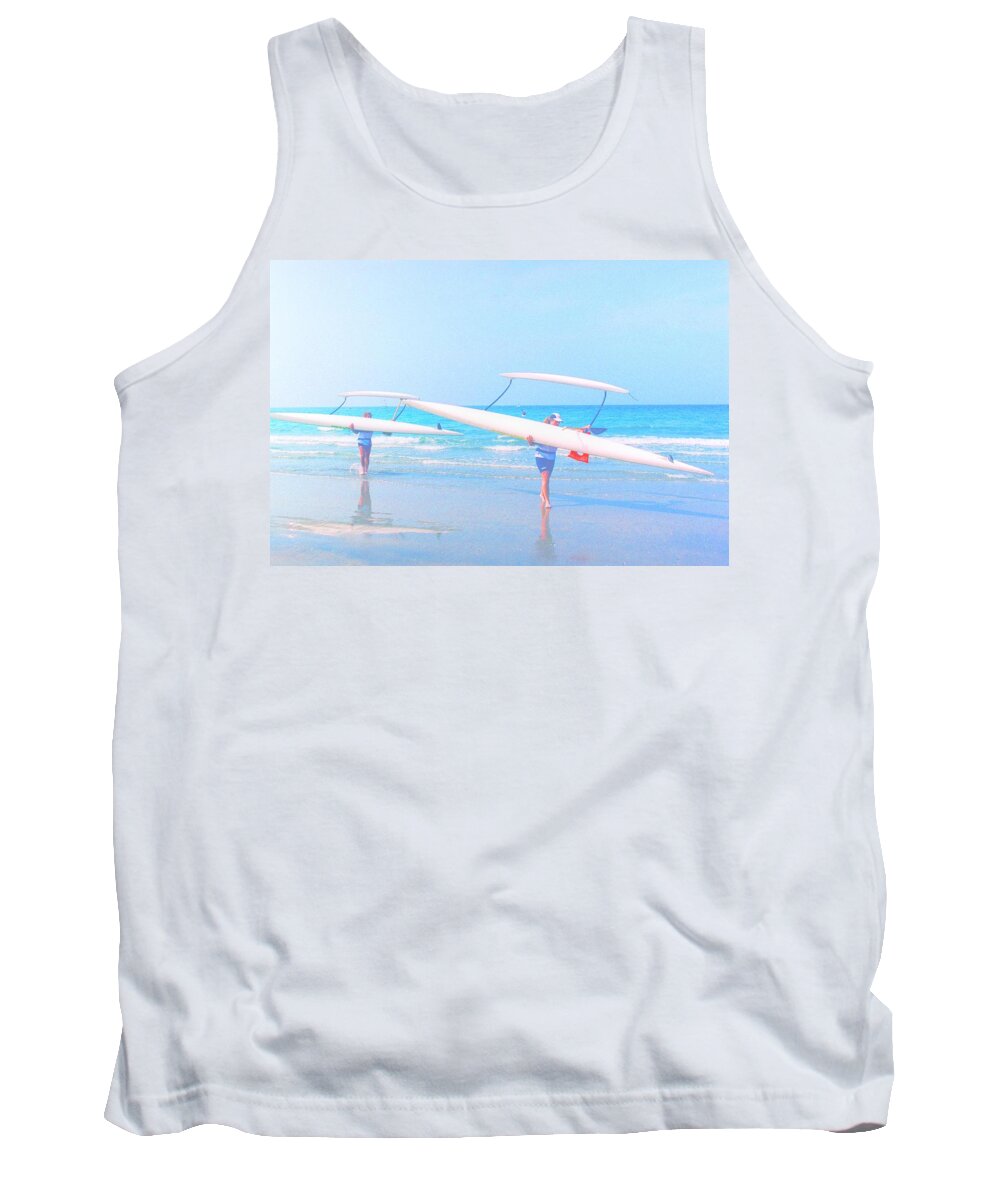 Canoes Tank Top featuring the photograph Canoe Ladies by Richard Omura