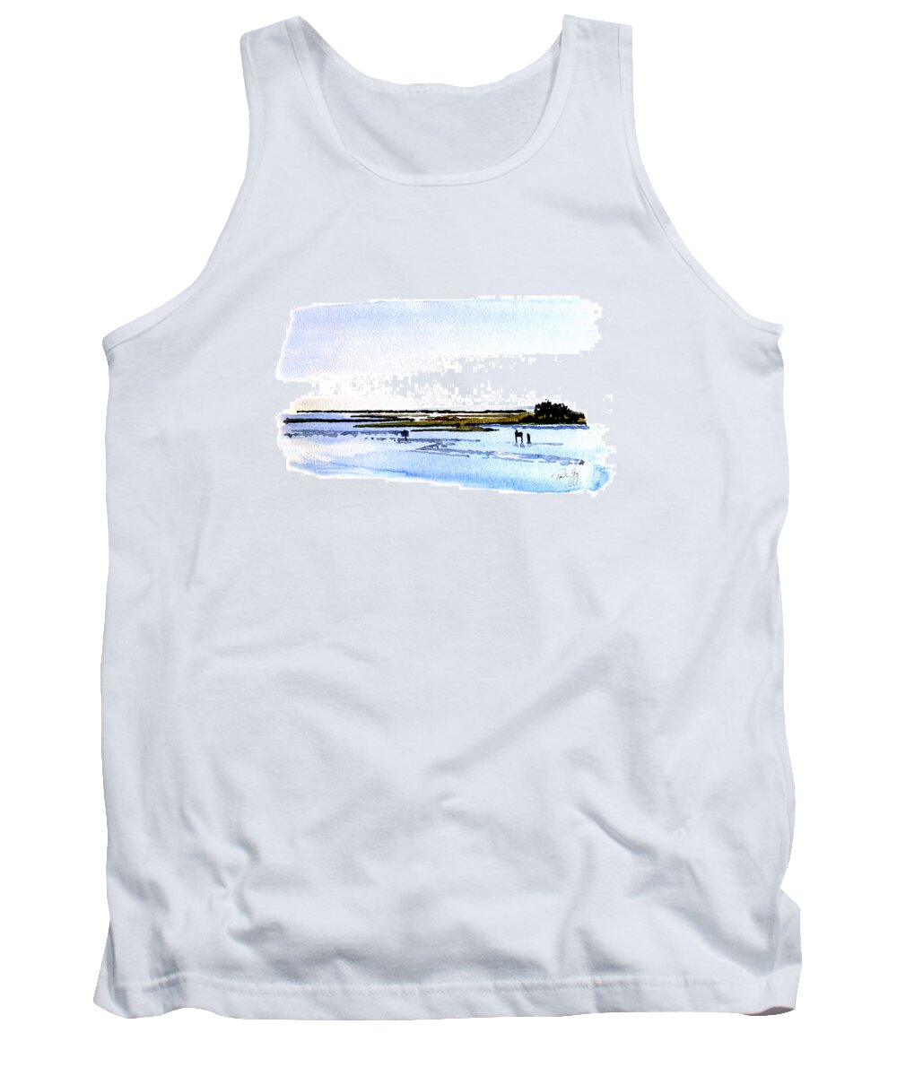 Landscape Tank Top featuring the painting Cape Fear Intercoastal Morning by Paul Gaj
