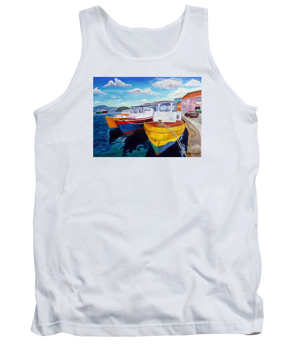 Grenada Tank Top featuring the painting Carenage scene 1 by Laura Forde