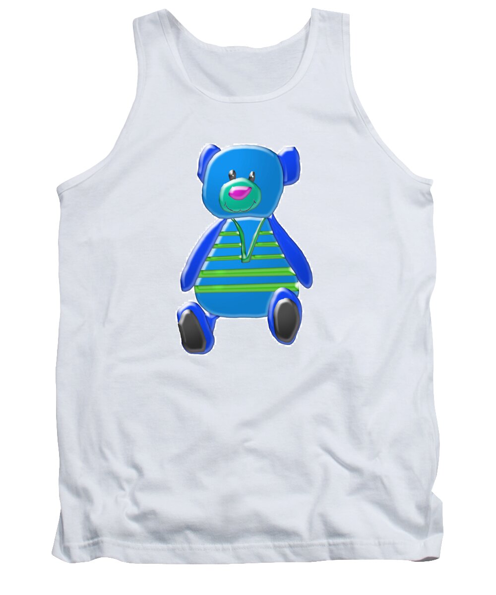 Bears Tank Top featuring the digital art Cartoon Bear in Sweater Vest by Karen Nicholson