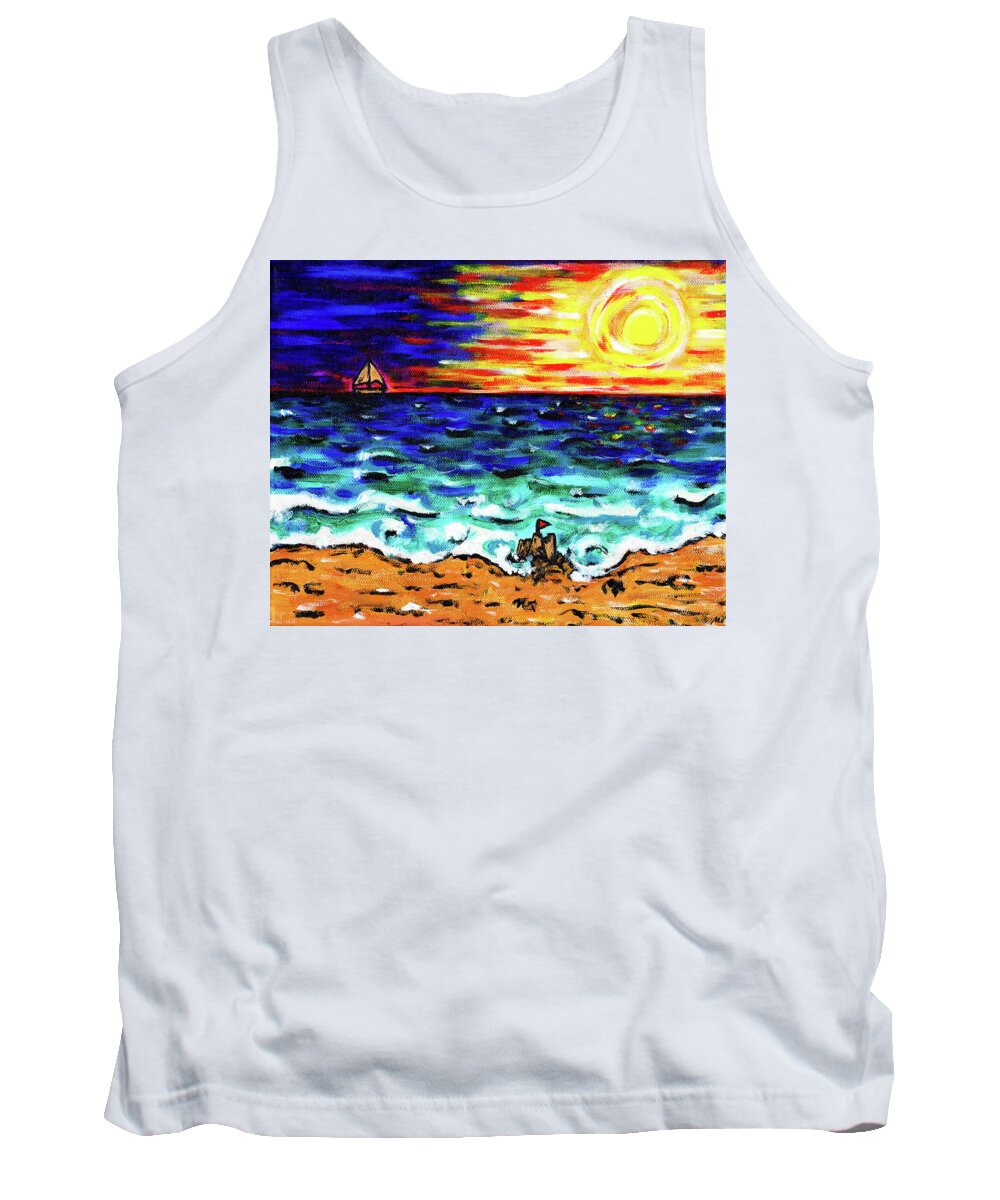 Landscape Tank Top featuring the painting Castles Made Of Sand by Meghan Elizabeth