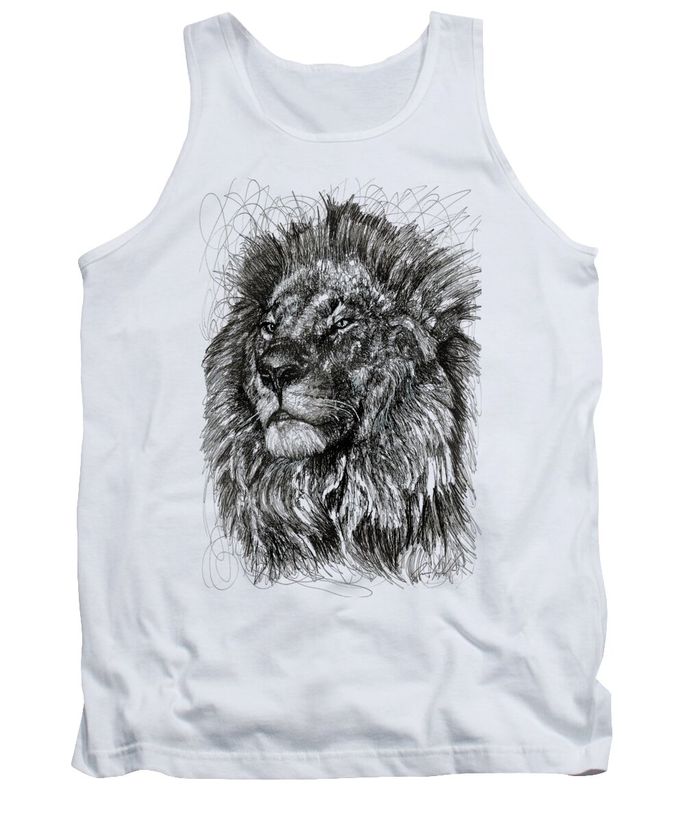 Lion Tank Top featuring the drawing Cecil The Lion by Michael Volpicelli