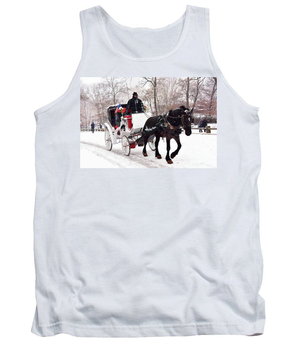 Central Park Landscape Tank Top featuring the photograph Central Park Winter Carriage Ride by Regina Geoghan