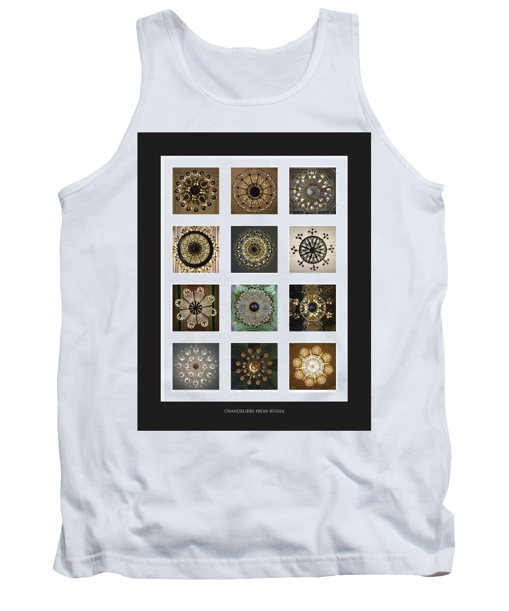 Chandelier Tank Top featuring the photograph Collection Poster Chandeliers from Russia by Annette Hadley