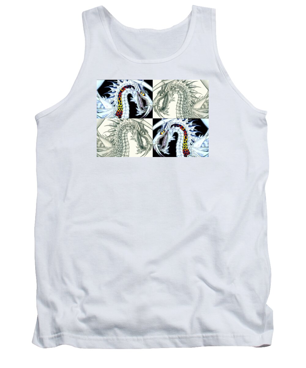 Pencil Work Tank Top featuring the digital art Chaos Dragon fact vs fiction by Shawn Dall