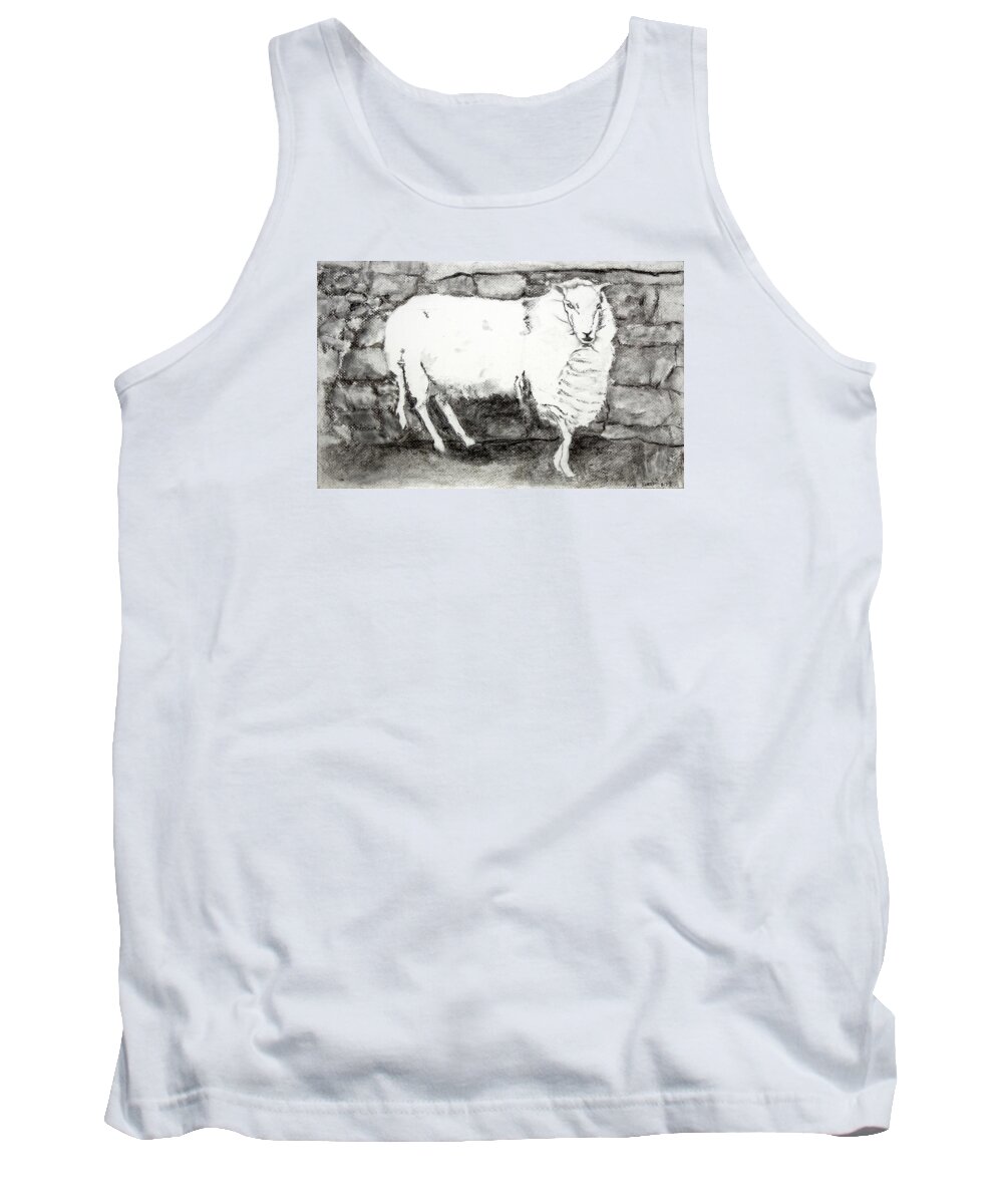  Tank Top featuring the painting Charcoal Sheep by Kathleen Barnes