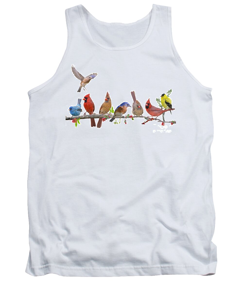 Eastern Bluebirds Tank Top featuring the photograph Cheerful Songbird Congregation by Bonnie Barry