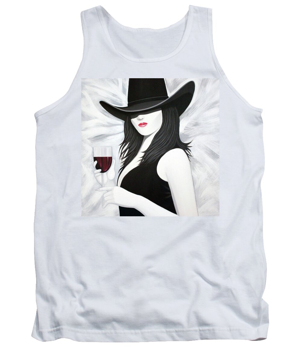 Cowgirl With Wine Tank Top featuring the painting Cheers by Lance Headlee