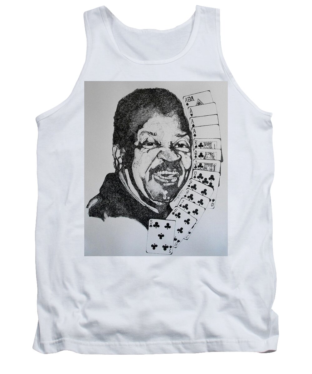 Portrait Tank Top featuring the drawing Chester Johnson Tribute by Michelle Gilmore
