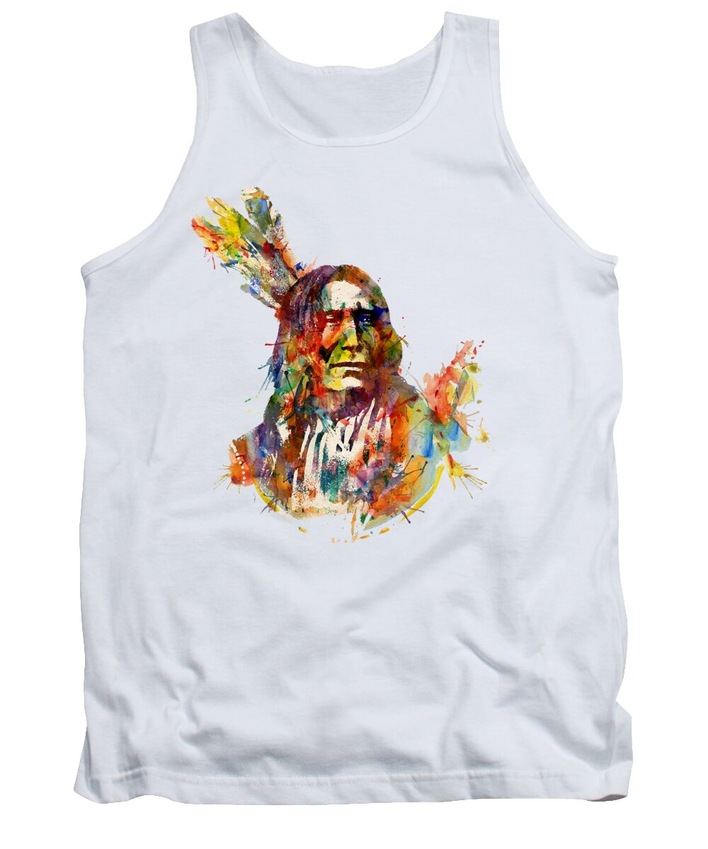 Mojo Tank Top featuring the painting Chief Mojo Watercolor by Marian Voicu