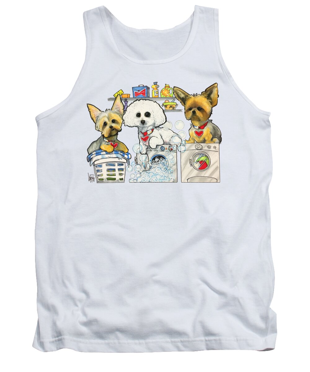 Pet Portrait Tank Top featuring the drawing Chinea 7-1438 by Canine Caricatures By John LaFree