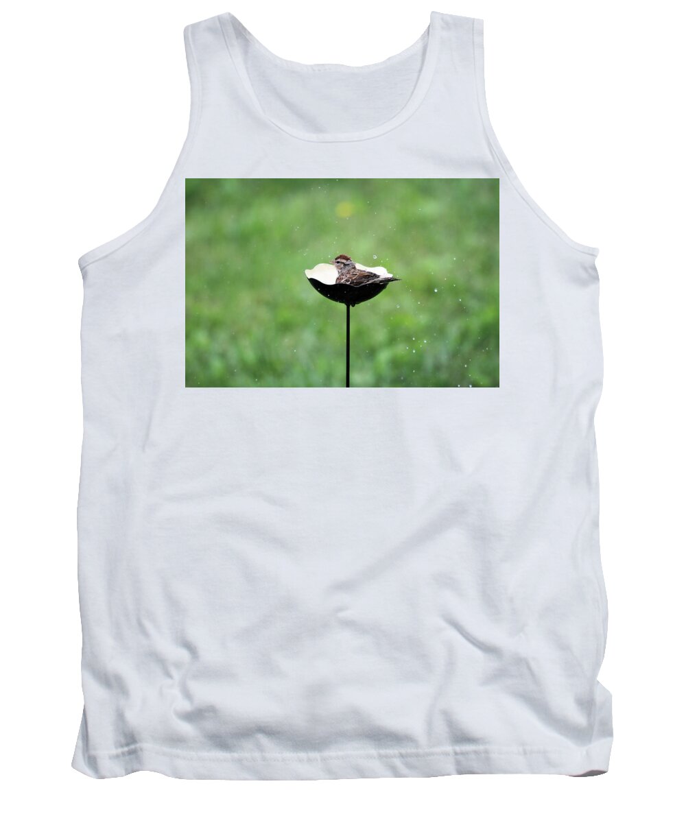 Chipping Sparrow Tank Top featuring the photograph Chipping Sparrow Bath by Jackson Pearson