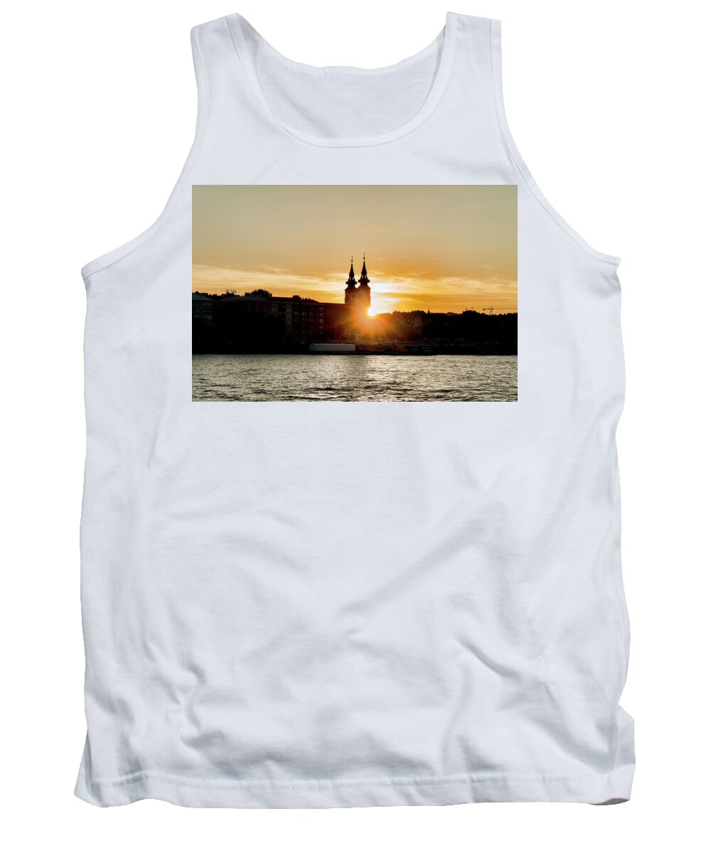 Budapest Tank Top featuring the photograph Church Tower Silhouette by Sharon Popek