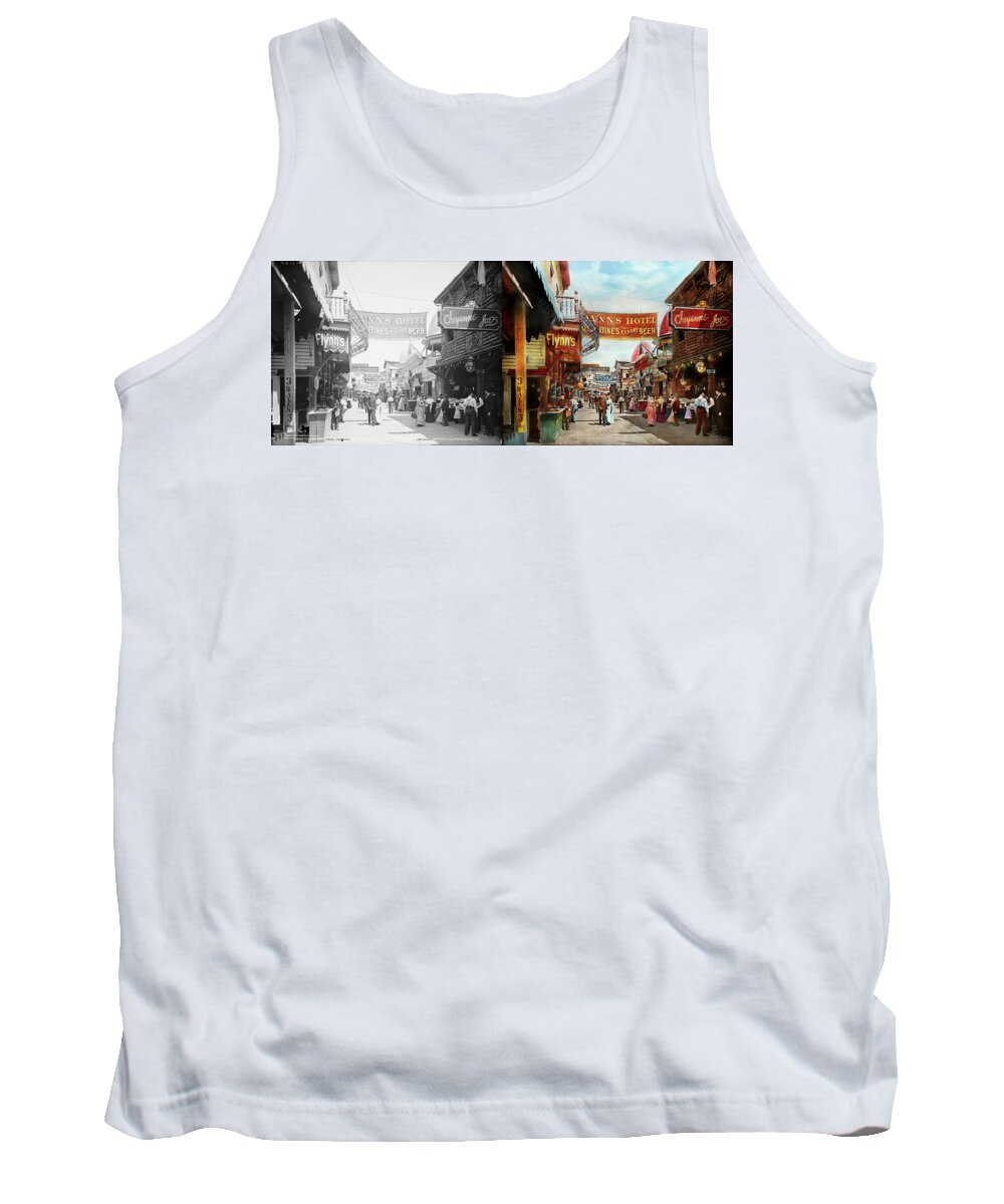 New York Tank Top featuring the photograph City - Coney Island NY - Bowery Beer 1903 - Side by Side by Mike Savad