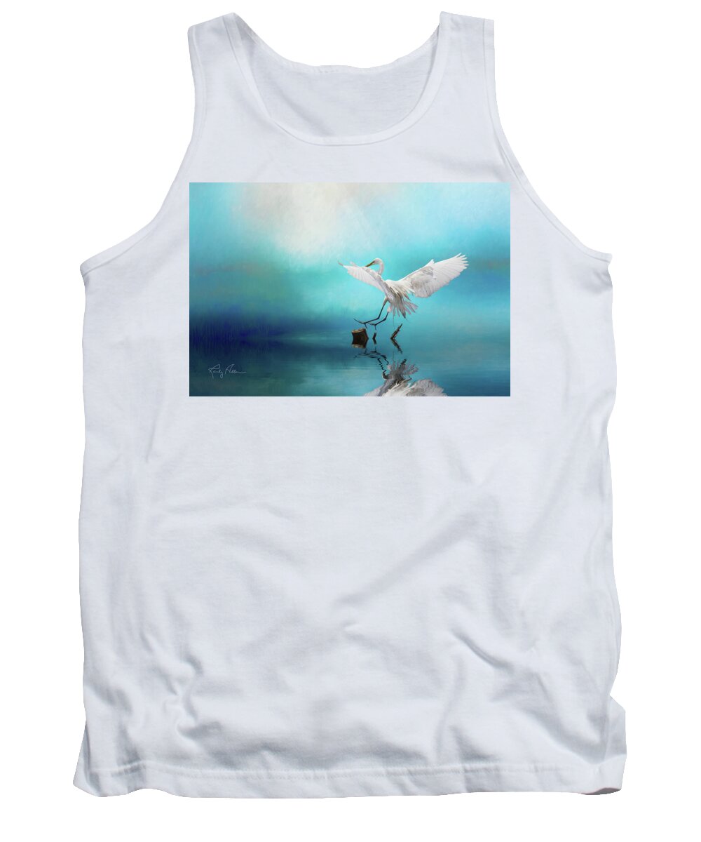 Great Egret Tank Top featuring the photograph Cleared to Land by Randall Allen