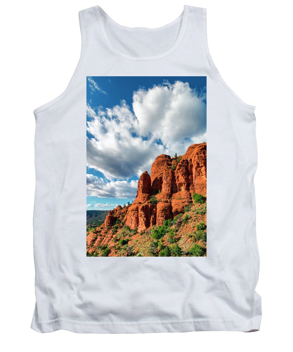 Sedona Tank Top featuring the photograph Cliffside Cloud Cover by American Landscapes