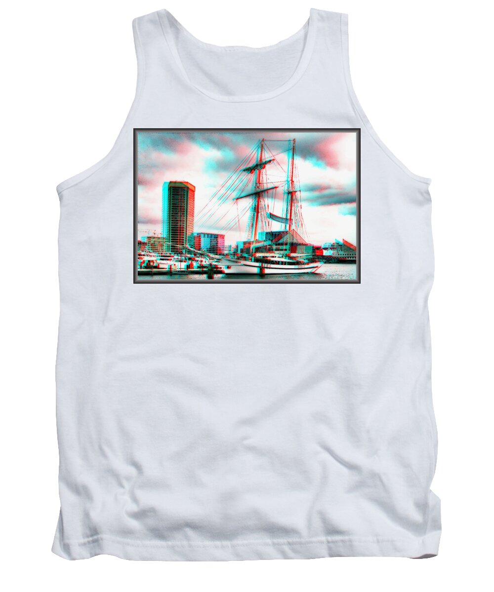 3d Tank Top featuring the photograph Clipper City - Use Red-Cyan 3D glasses by Brian Wallace
