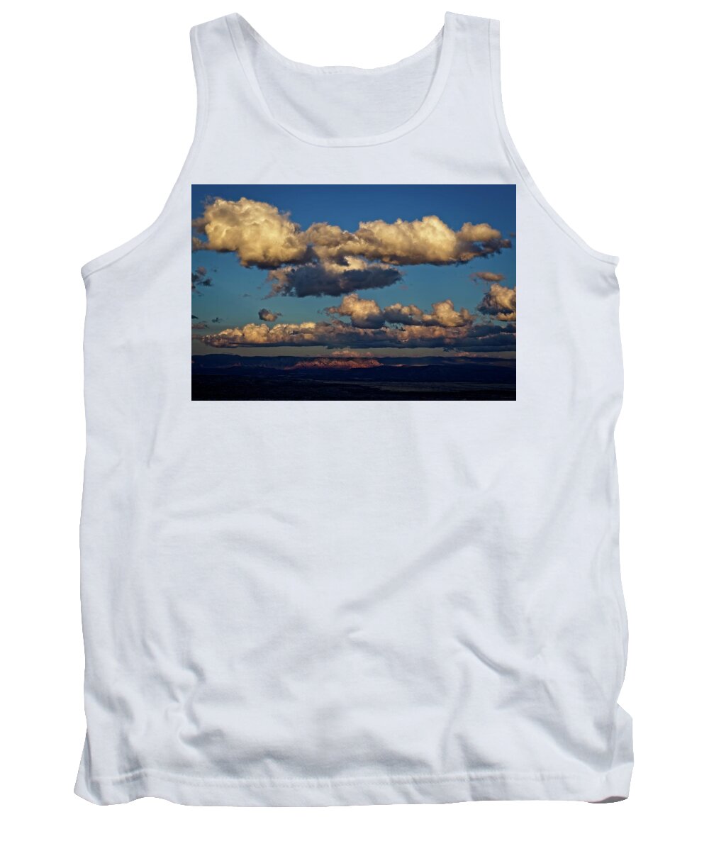 Hdr Tank Top featuring the photograph Clouds and Red Rocks HDR by Ron Chilston