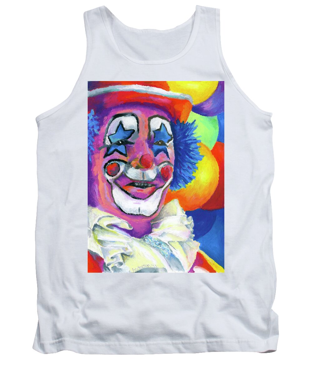 Clown Tank Top featuring the painting Clown with Balloons by Stephen Anderson