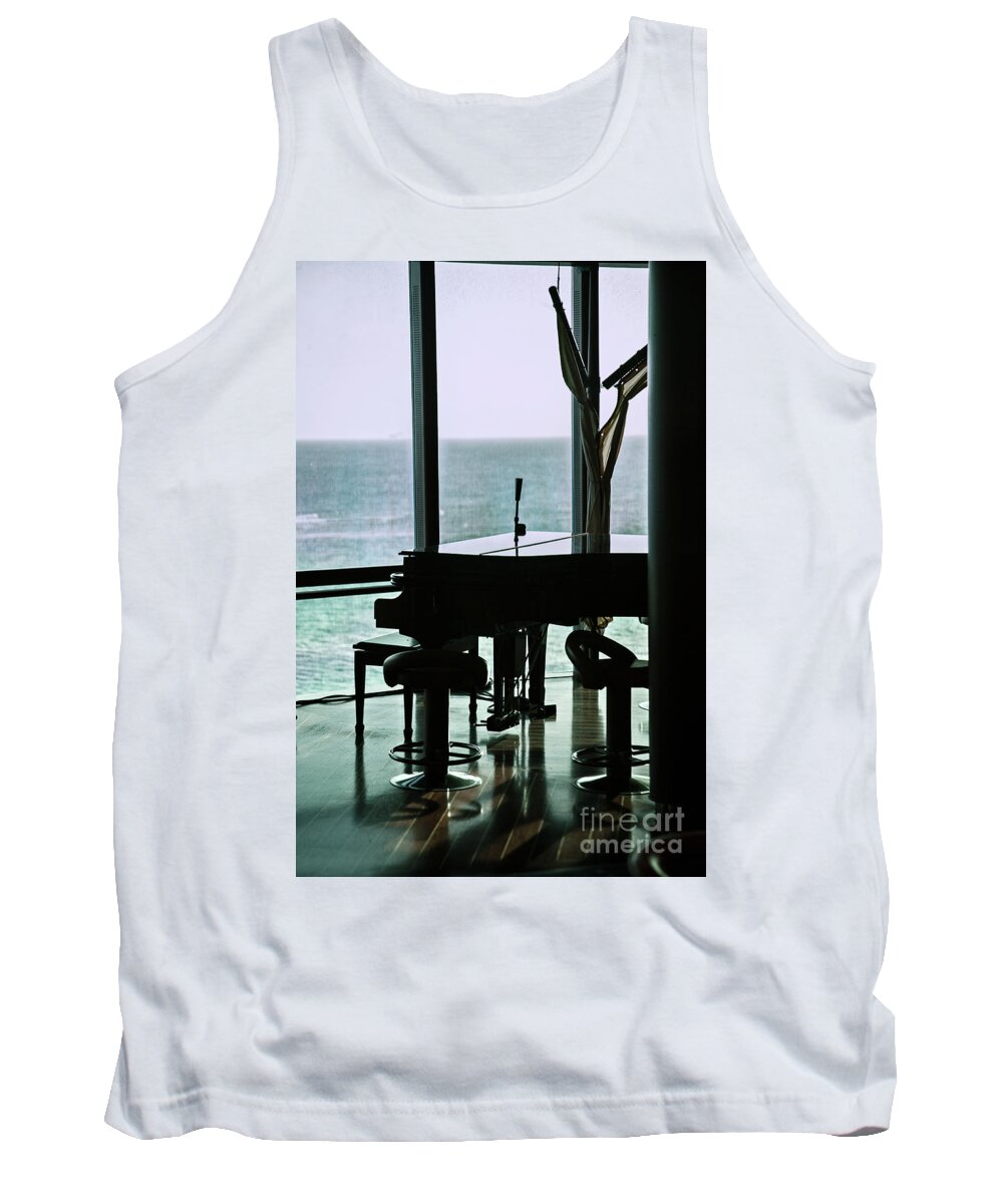 Ocean Tank Top featuring the photograph Cocktails and Piano by Kathy Strauss