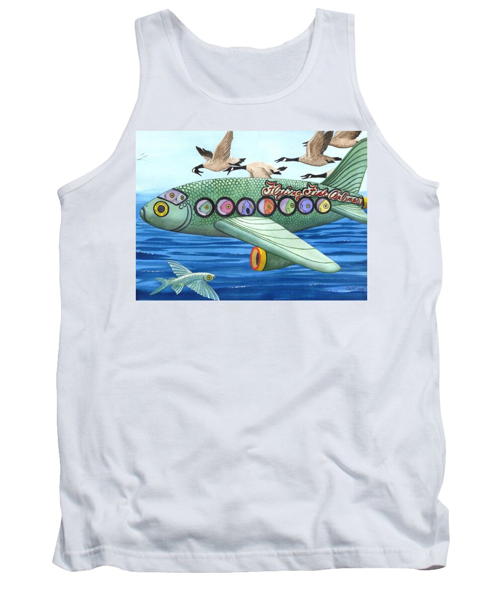 Flying Fish Tank Top featuring the painting Cod is my co-pilot by Catherine G McElroy