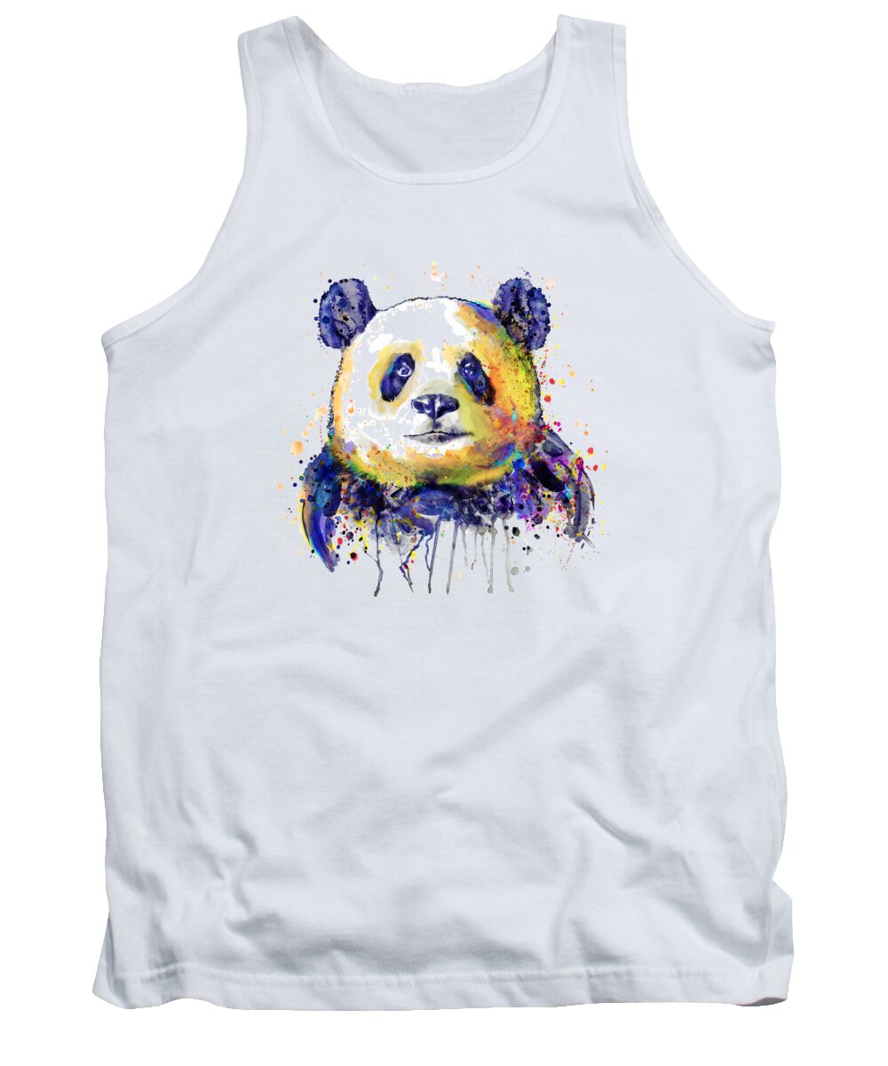 Marian Voicu Tank Top featuring the painting Colorful Panda Head by Marian Voicu