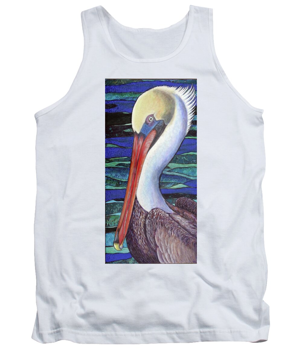Pelican Tank Top featuring the painting Comically Elegant by Ande Hall