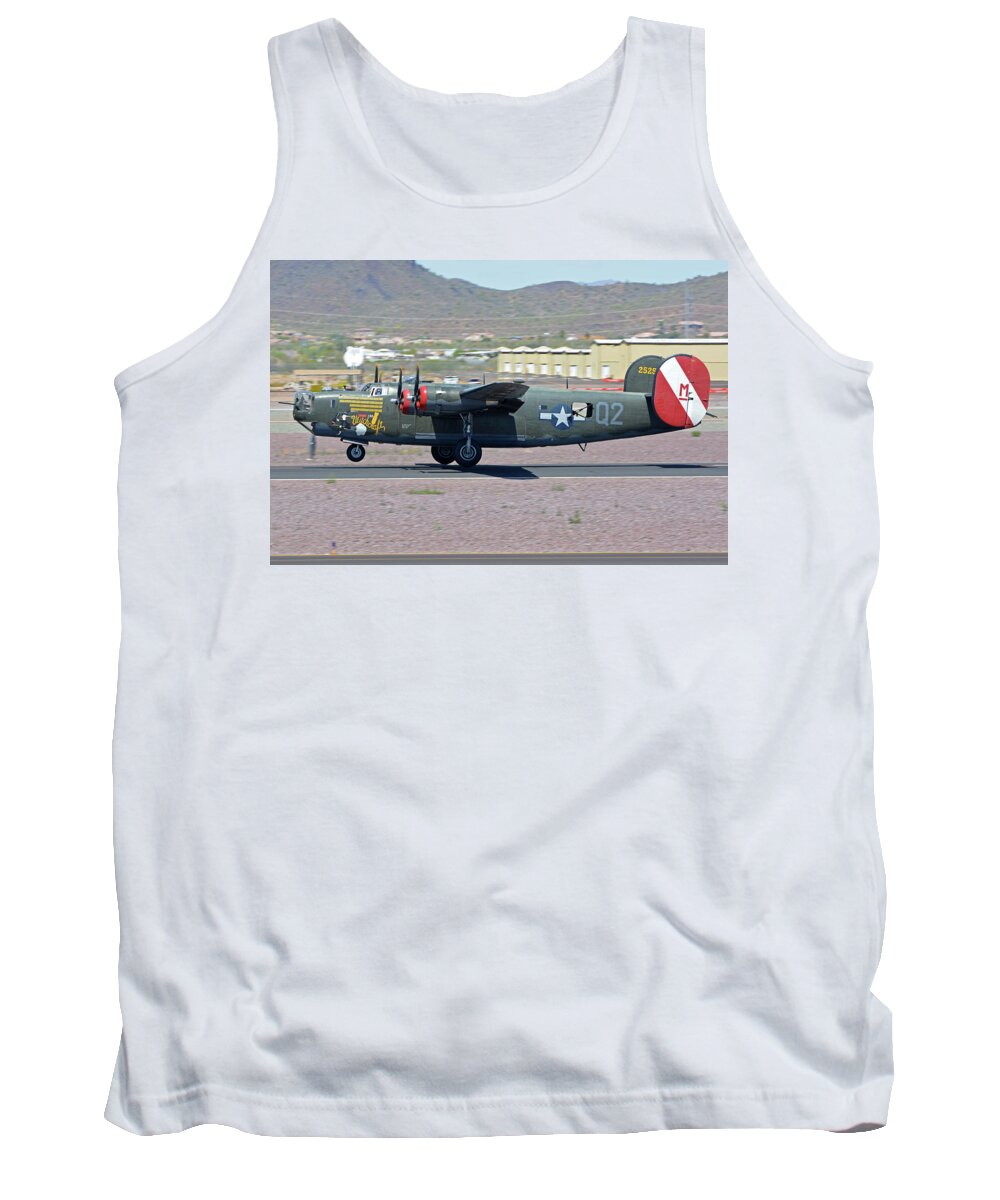 Airplane Tank Top featuring the photograph Consolidated B-24J Liberator N224J Witchcraft Deer Valley Arizona April 13 2016 by Brian Lockett