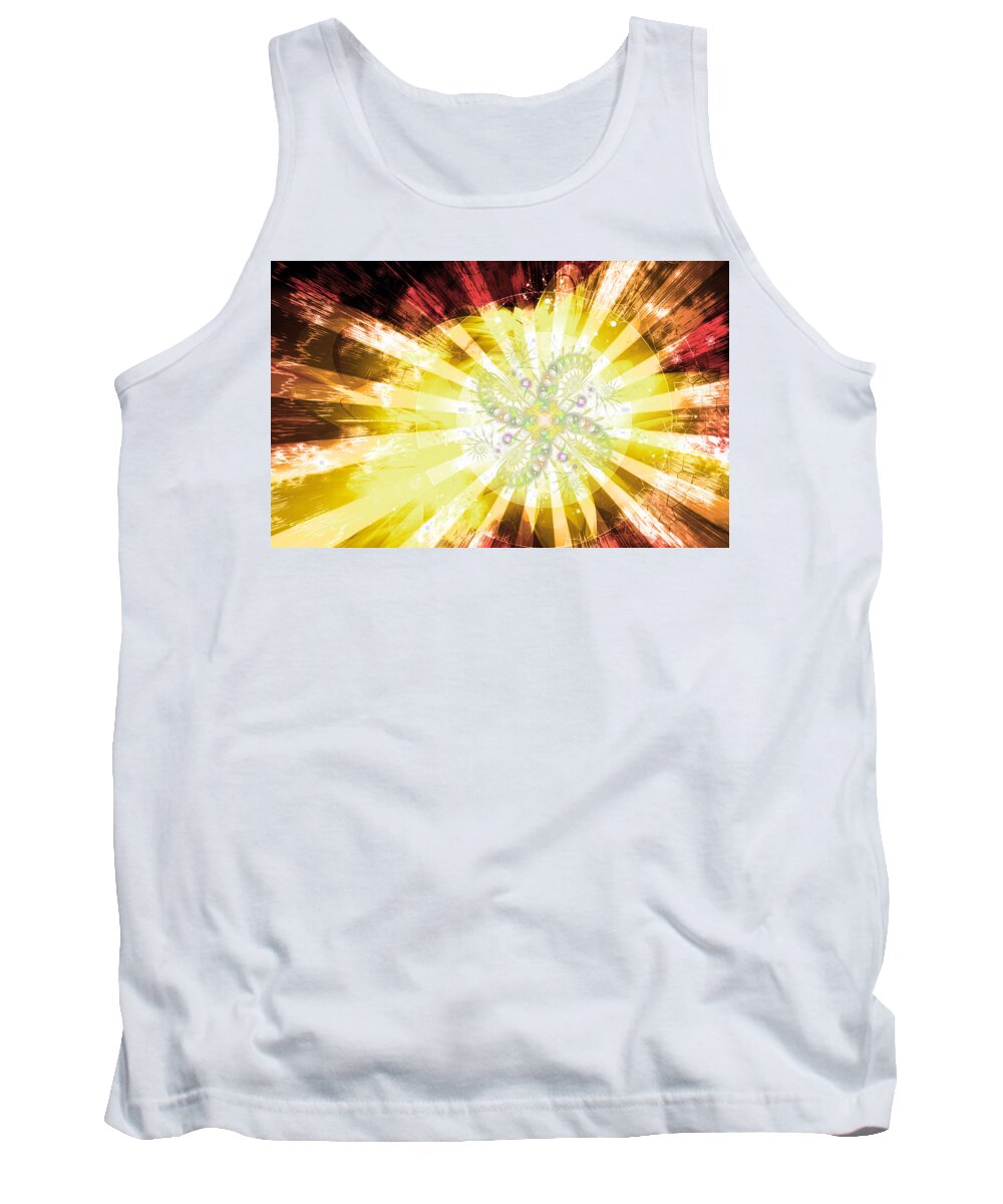 Corporate Tank Top featuring the digital art Cosmic Solar Flower Fern Flare 2 by Shawn Dall