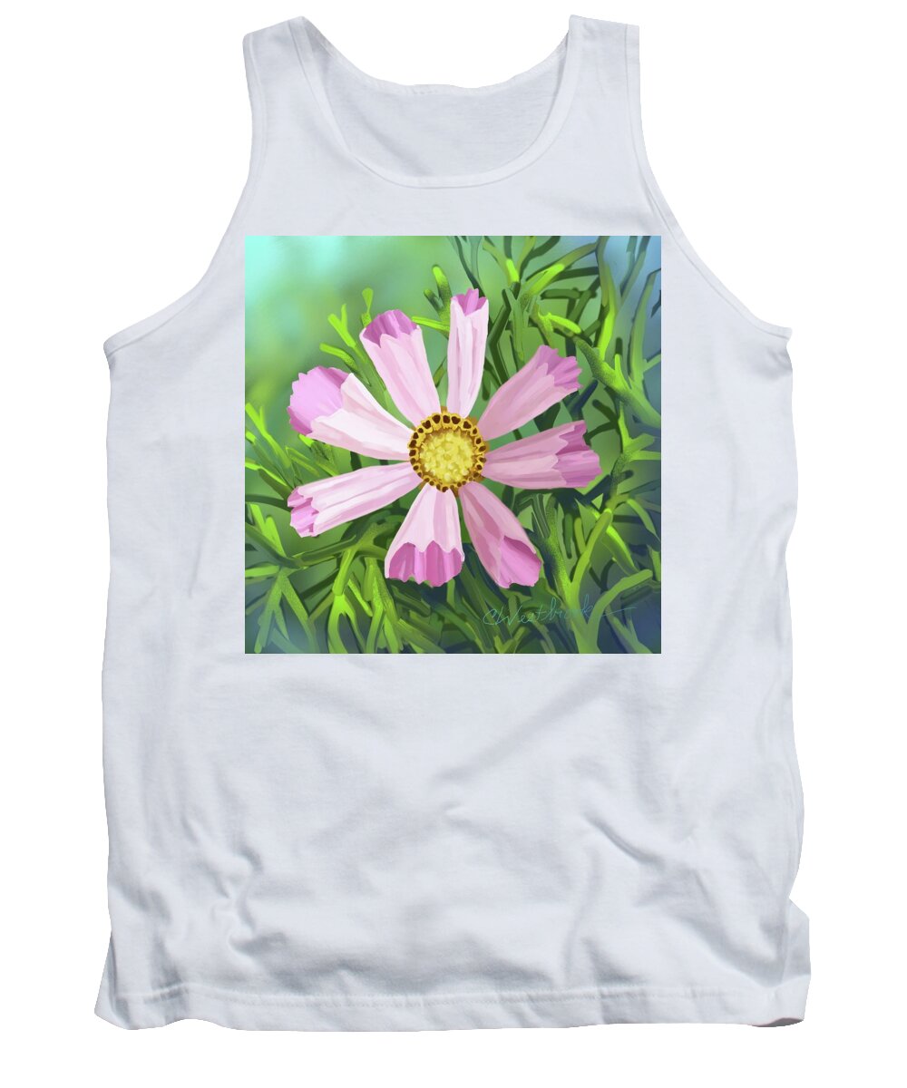 Cosmos Tank Top featuring the digital art Cosmos Bloom by Cynthia Westbrook