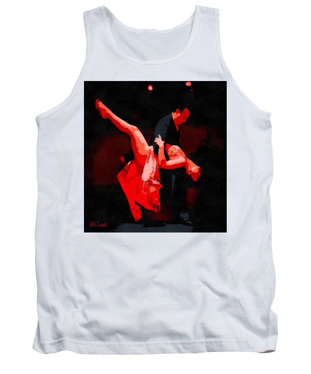 Ballet Tank Top featuring the digital art Couple Dancing Tango she is dipped over by Humphrey Isselt