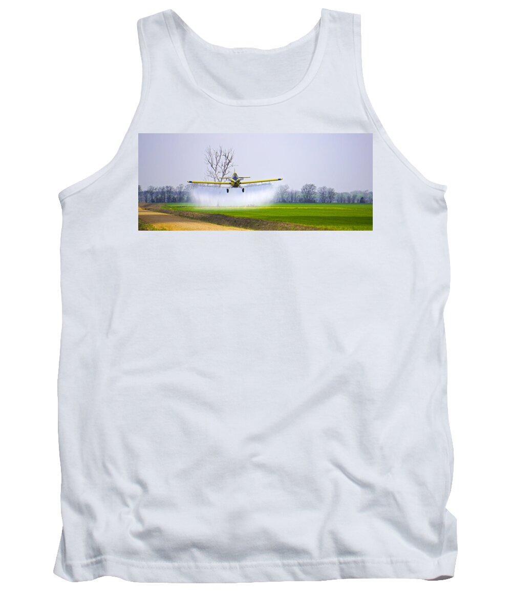 Precision Tank Top featuring the photograph Precision Flying - Crop Dusting 1 of 2 by Norma Brock