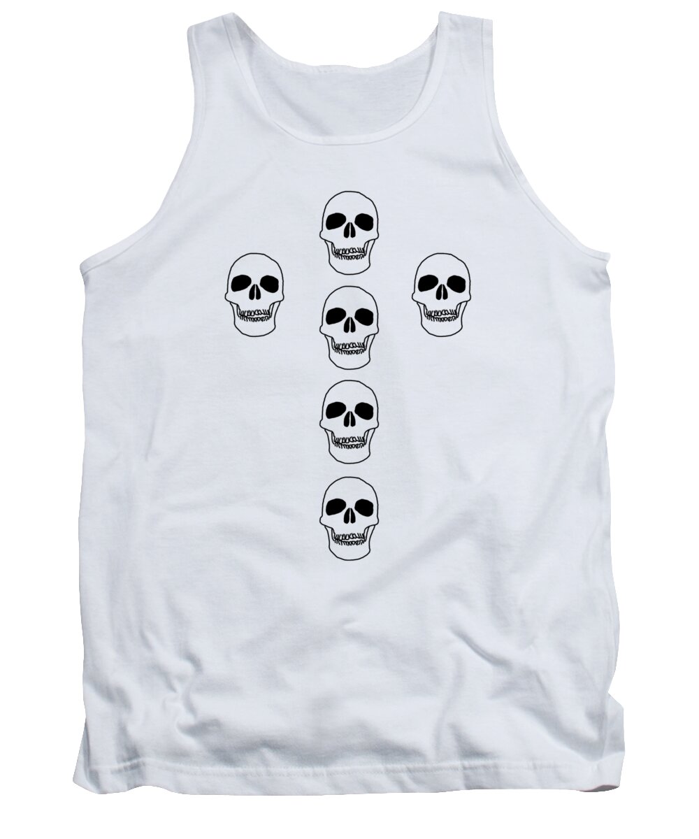 Unique Tank Top featuring the digital art Cross In Skulls Clothing And Decor by Linsey Williams