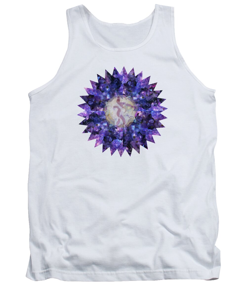 Amethyst Tank Top featuring the mixed media Crystal Magic Mandala by Leanne Seymour