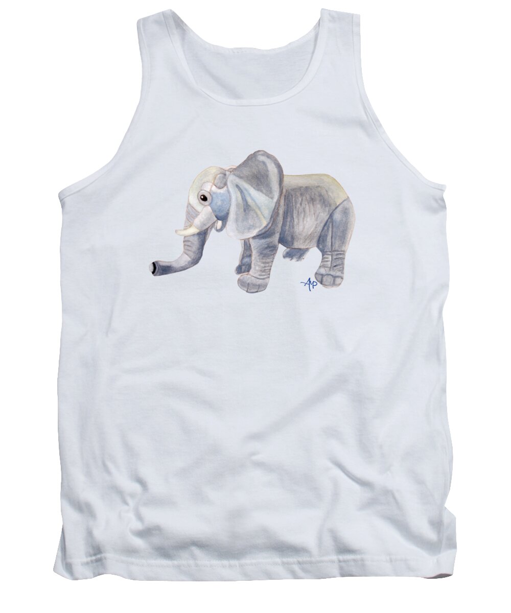 Elephant Tank Top featuring the painting Cuddly Elephant II by Angeles M Pomata