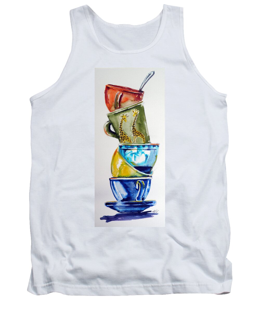 Cups Tank Top featuring the painting Cups by Kovacs Anna Brigitta